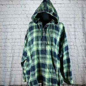 TALL oversized hooded 1/4 button down flannel